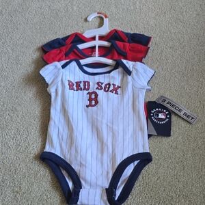 MLB Boston Red Sox Infant 3-Piece Set in White, Navy & Red